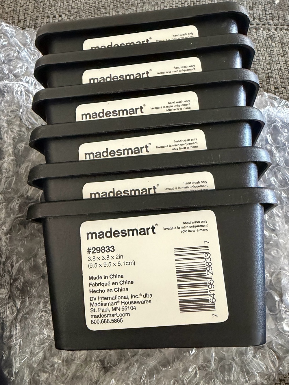 Madesmart Black Plastic Storage Containers - Set of 6
